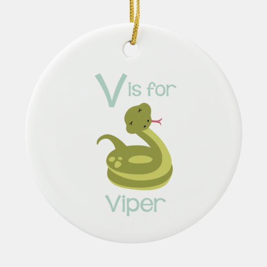 V voor Viper Keramisch Ornament (Voorkant)
