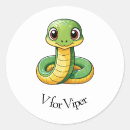 V voor Viper Ronde Sticker