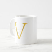 V | Witte en goudbriefjes Mok (Voorkant links)