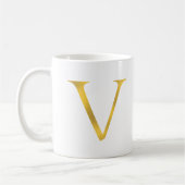 V | Witte en goudbriefjes Mok (Links)