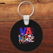 Va Nurse 4th Of July American Flag Stethoscope  Sleutelhanger (Voorkant)