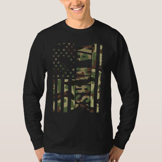 VA Nurse Camouflage American Flag Patriotic Nurse  T-shirt (Voorkant)