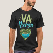 Va Nurse Heart Camouflage Camo Facemask Rn T-shirt (Voorkant)