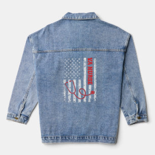 VA Nurse Patriotic USA Flag Real American Denim Jacket