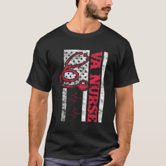 VA Verpleegkundige VS Vlag Stethoscoop Hebeat 4th T-shirt