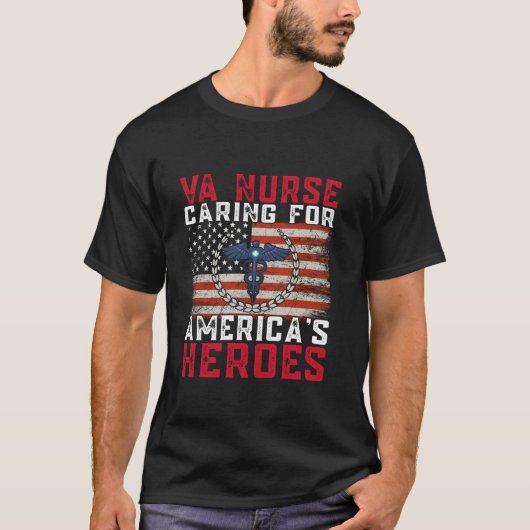 VA Verpleegster Zorg Voor Amerika's Helden Patriot T-shirt (Voorkant)