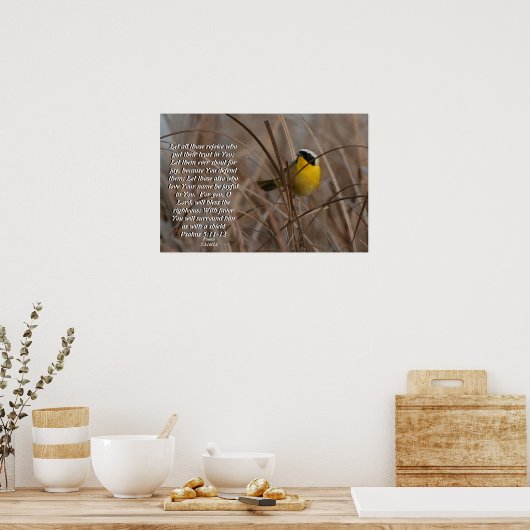 Vaak gele vogelpsalm 5:11&12 Afdrukken Poster (Keuken)