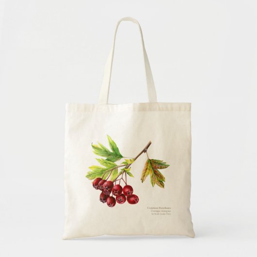 Vaak Hawthorn botanische kunstbeschilderde waterve Tote Bag (Voorkant)