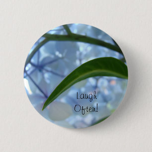 Vaak lachen! knoppen aangepaste Blauwe Hortensia B Ronde Button 5,7 Cm