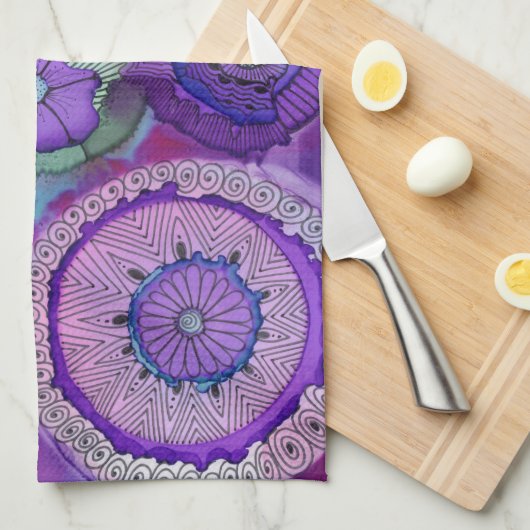 Vaak Paarse keukenhanddoek (Quarter Fold)