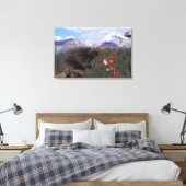 Vaak varkensvoer op hogedrukreinbes canvas afdruk (Insitu (Slaapkamer))