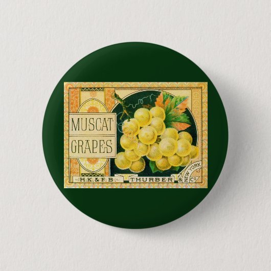 vaalkarbonadekunst, muskaatdruiven ronde button 5,7 cm (Voorkant)