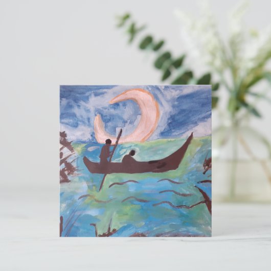 Vaar bij maanlicht plat kaart (Staand voorkant)