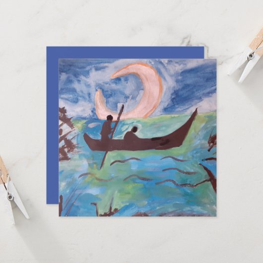 Vaar bij maanlicht plat kaart (Voorkant / Achterkant in situ)