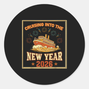Vaar in het nieuwe jaar 2026 Reis Vuurwerk Ronde Sticker