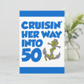 Vaar je een weg naar 50 Invite Kaart (Staand voorkant)