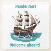 Vaar met onze bemanning glazen onderzetter (Voorkant)