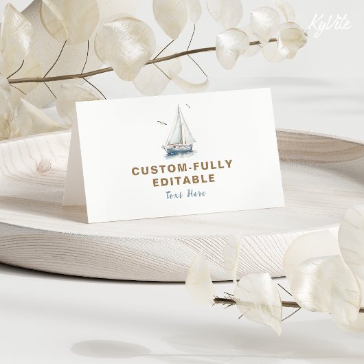 Vaar op Over Nautical Folded Food Tent B'day Kaart