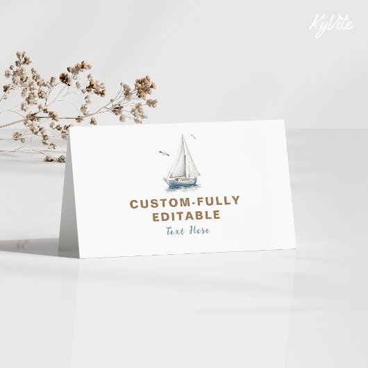 Vaar op Over Nautical Folded Food Tent B'day Kaart