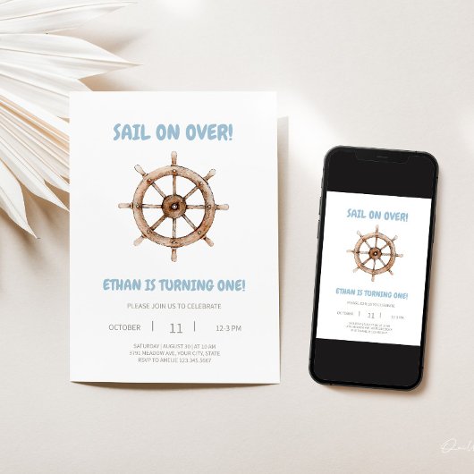 Vaar over nautische uitnodiging voor verjaardagsfe