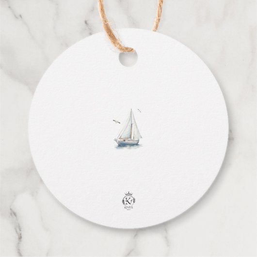 Vaar over zeilboot Circle Favor Dank u Label (Achterkant)