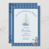 Vaar voor een vrijgezellenweekend uitnodiging (Voorkant / Achterkant)