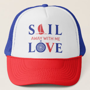 Vaar weg met mij liefde rood en blauw belettering trucker pet