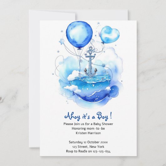 Vaar weg naar Joy: Nautisch Baby shower Kaart (Voorkant)