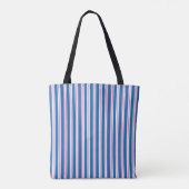 "Vaar weg", nautisch anker blauw streepjespatroon Tote Bag (Achterkant)