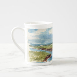 Vaar weg op een Blue Sailboat Bone China Mok