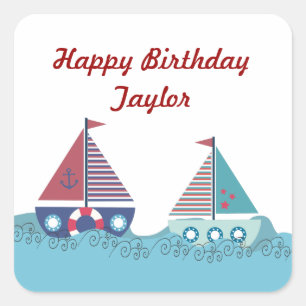 Vaar weg Zeilboot Nautisch Blauw Rood Sticker