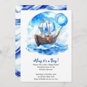 Vaar zetten: Nautical Boy Baby shower Kaart (Voorkant / Achterkant)
