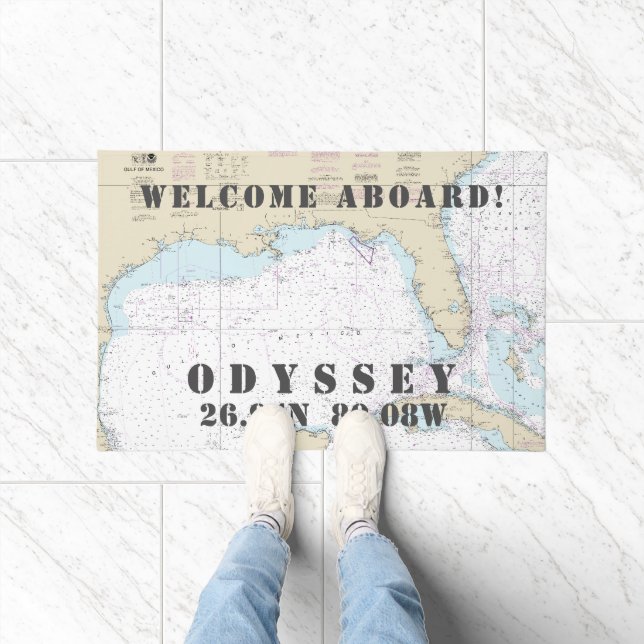Vaarbreedtegraad Lengtegraad 🌊⚓ Florida Nautisch Deurmat (Binnen)
