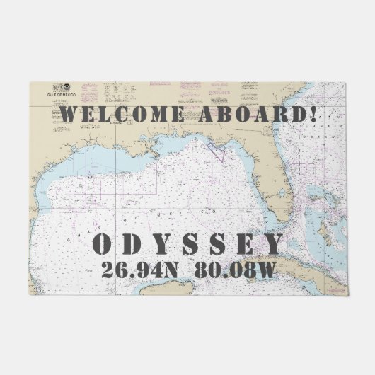 Vaarbreedtegraad Lengtegraad 🌊⚓ Florida Nautisch Deurmat (Voorkant)