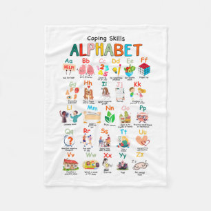 Vaardigheden ABC Alphabet Mental Health Awareness  Fleece Deken