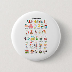 Vaardigheden Alfabet Geestelijke Gezondheidsproble Ronde Button 5,7 Cm