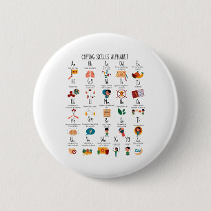 Vaardigheden Alfabet School Counselor Mental Healt Ronde Button 5,7 Cm