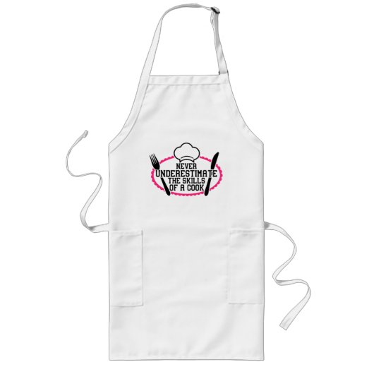 Vaardigheden van een kok Funny Chef Cadeau Lang Schort (Voorkant)