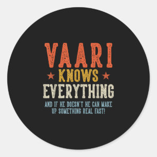 Vaari weet alles vaderdag retro vintage  ronde sticker