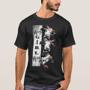 Vaars Hooimeisje Hooizinnige Koe Met Boho Bloemen T-shirt