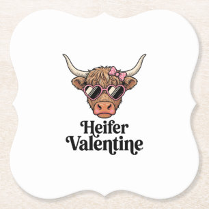 Vaars Valentijn Hooglandrund Vintage Ontwerp_1 Kartonnen Onderzetters
