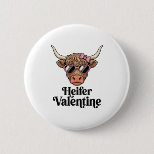 Vaars Valentijn Hooglandrund Vintage Ontwerp_1 Ronde Button 5,7 Cm