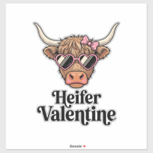 Vaars Valentijns Hoogland Rund Vintage Ontwerp_1 Sticker