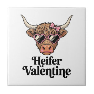 Vaars Valentijns Hooglandrund Vintage Ontwerp_1 Tegeltje