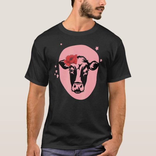 Vaarskoe met bloem Vee T-shirt (Voorkant)
