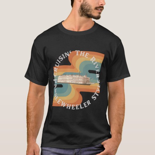 Vaart over de rivier met een raderboot t-shirt (Voorkant)
