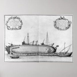 Vaartuig dat op zijn romp ligt poster
