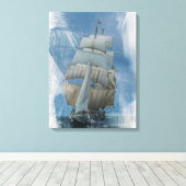 Vaartuig, WATERVERF schilderij Canvas Afdruk (Insitu (Houten vloer))