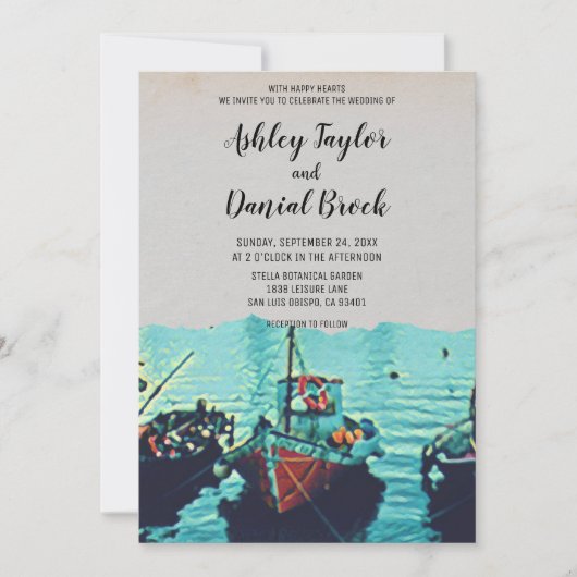  vaartuigen marineschepen bestemming bruiloft kaart (Voorkant)