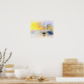 vaartuigen tegen zonsondergang poster (Keuken)